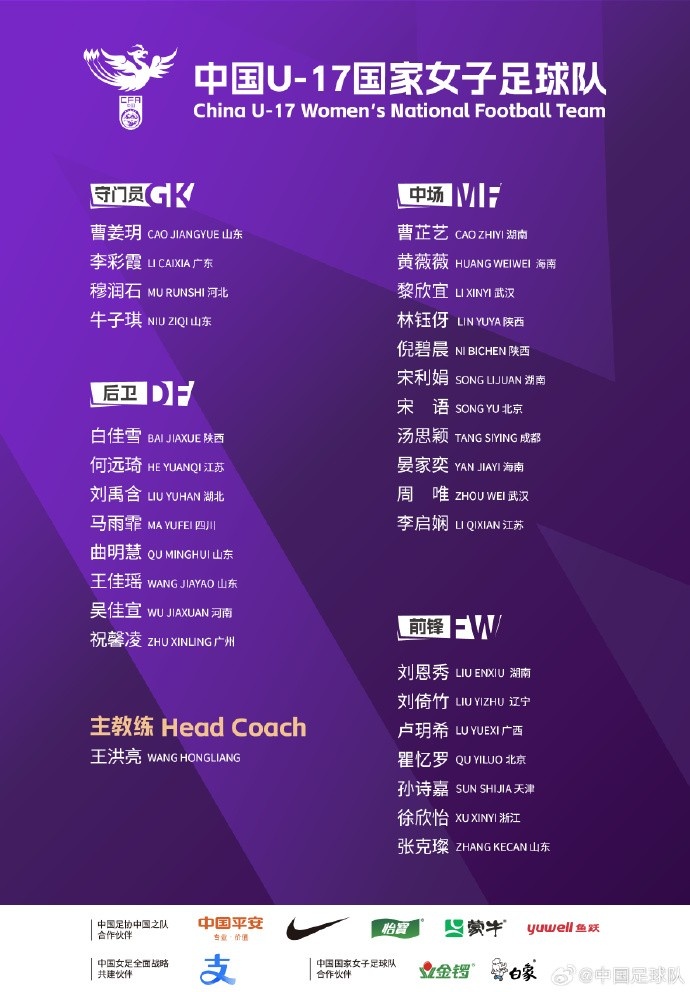  U17女足30人將在蘇州集訓(xùn)備戰(zhàn)世界杯，姜寧、朱挺擔(dān)任訓(xùn)練員